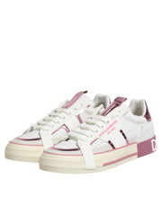 Dolce & Gabbana White Leather DG Logo Low Top Sneakers Shoes