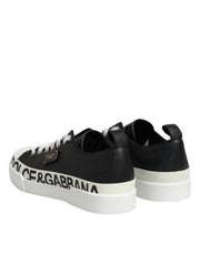 Dolce & Gabbana Black White Leather Low Top Sneakers Shoes