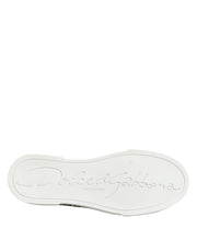 Dolce & Gabbana Black White Leather Low Top Sneakers Shoes