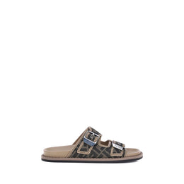 Fendi Brown Calf Leather Bos Taurus Flat Sandals