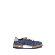 Fendi Blue Cotton Low Top Sneakers