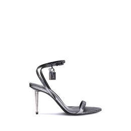 Tom Ford Silver Calf Leather Bos Taurus Stiletto Heel Sandals