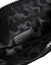 Dolce & Gabbana Black Nylon Logo Plaque Keyring Pouch Clutch Bag