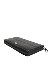 Dolce & Gabbana Black Leather Logo Plaque Zip Around Continental Wallet