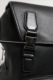 Dolce & Gabbana Black Palermo Backpack Hammered Calfskin Leather Bag