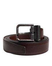 Dolce & Gabbana Brown Classic Silver Metal Logo Buckle Belt