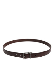 Dolce & Gabbana Brown Classic Silver Metal Logo Buckle Belt