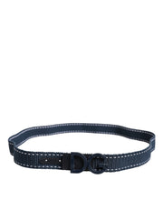 Dolce & Gabbana Blue White Cotton DG Logo Metal Buckle Belt