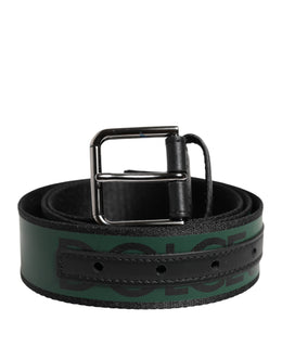 Dolce & Gabbana Green Black Polyester DG Logo Buckle Belt