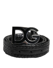 Dolce & Gabbana Black Classic Leather DG Logo Buckle Belt