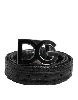 Dolce & Gabbana Black Classic Leather DG Logo Buckle Belt