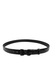 Dolce & Gabbana Black Leather Classic Metal DG Buckle Belt