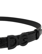 Dolce & Gabbana Black Leather Classic Metal DG Buckle Belt