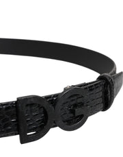 Dolce & Gabbana Black Leather Classic Metal DG Buckle Belt