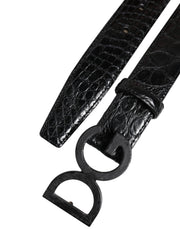 Dolce & Gabbana Black Leather Classic Metal DG Buckle Belt