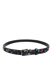 Dolce & Gabbana Black Sequin Embellished Metal Buckle Belt