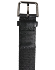Dolce & Gabbana Blue Black Polyester Metal Buckle Belt