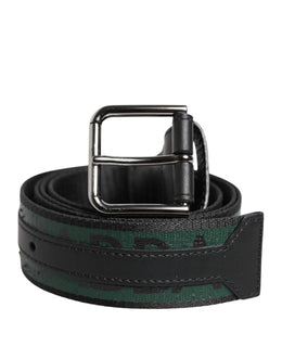 Dolce & Gabbana Green Black Polyester DG Logo Buckle Belt