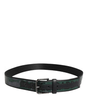 Dolce & Gabbana Green Black Polyester DG Logo Buckle Belt