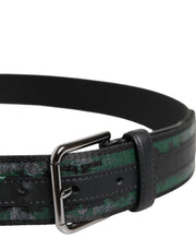 Dolce & Gabbana Green Black Polyester DG Logo Buckle Belt