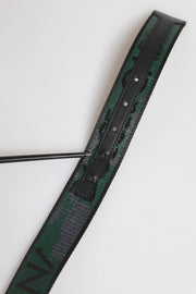 Dolce & Gabbana Green Black Polyester DG Logo Buckle Belt