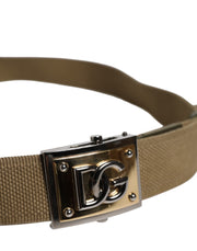 Dolce & Gabbana Military Green Nylon Logo Metal Buckle Belt