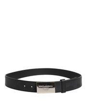 Dolce & Gabbana Black Leather Classic Metal Logo Buckle Belt
