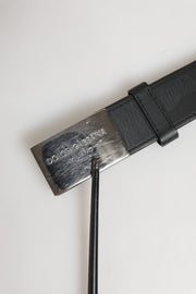 Dolce & Gabbana Black Leather Classic Metal Logo Buckle Belt