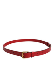 Dolce & Gabbana Red Logo Engraved Metal Waist Buckle Belt