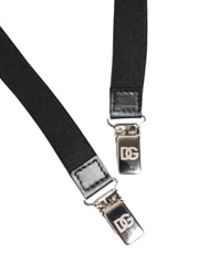 Dolce & Gabbana Black Leather Logo Wide Waist Belt Suspender