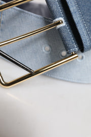 Dolce & Gabbana Two Tone Blue Denim Gold Metal Buckle Belt