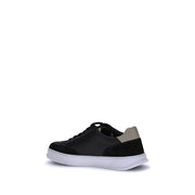 Ferragamo Black Calf Leather Bos Taurus Low Top Sneakers