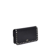 Valentino Garavani Black Calf Leather Bos Taurus Clutch Bag