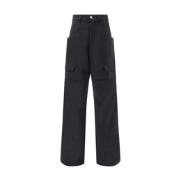 Rick Owens Black Wool Cargo Pants