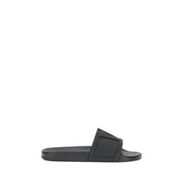 Valentino Garavani Black Rubber Flat Sandals