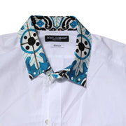 Dolce & Gabbana White Majolica Detailing GOLD Dress Shirt