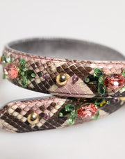 Dolce & Gabbana Multicolor Python Embellished Crystal Stud Shoulder Strap