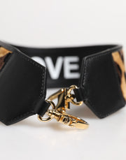Dolce & Gabbana Black Leopard Print Reversible Bag Shoulder Strap