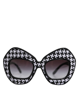 Dolce & Gabbana Black White PIED DE POULE Print Oversized Shades Sunglasses