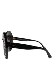 Dolce & Gabbana Black White PIED DE POULE Print Oversized Shades Sunglasses