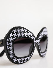 Dolce & Gabbana Black White PIED DE POULE Print Oversized Shades Sunglasses