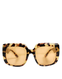 Dolce & Gabbana Black Yellow Havana Leopard Square Shades Sunglasses