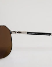 Dolce & Gabbana DG2073 Silver Steel Classic Pilot Brown Lens Sunglasses