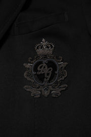 Dolce & Gabbana Black Viscose DG Crown Blazer Coat Jacket