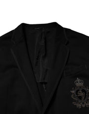 Dolce & Gabbana Black Viscose DG Crown Blazer Coat Jacket