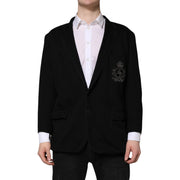 Dolce & Gabbana Black Viscose DG Crown Blazer Coat Jacket