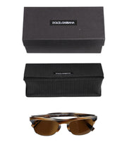 Dolce & Gabbana Brown Striped Acetate Square DG4305 Eyewear Sunglasses