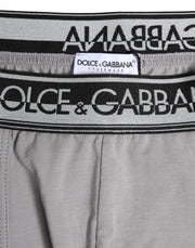 Dolce & Gabbana Gray Cotton Stretch Regular Boxer Underwear