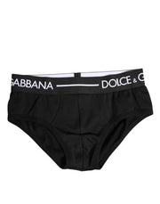 Dolce & Gabbana Black Cotton Stretch Regular Brief Underwear