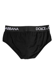 Dolce & Gabbana Black Cotton Stretch Regular Brief Underwear